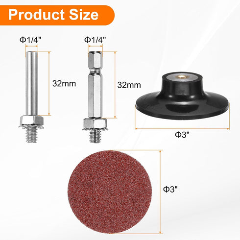 23pcs Set 3" 1/4" 36 HARFINGTON Quick Change Discs Roll Lock Sanding Discs with Shank Pad Holder Grit Surface