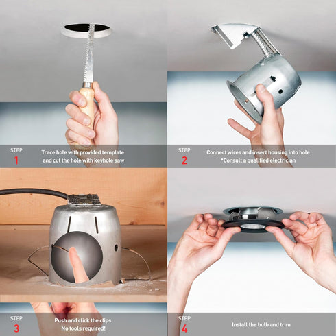 90671 5" 4.5" Dimmable, Bulb Globe Electric Rust Proof Indoor/Outdoor Ridged Baffle Round Trim Recessed Lighting Kit