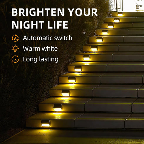 Glow2 Luminara Solar Step Lights - Weatherproof Outdoor Stair Lighting, Solar-Powered Deck Lights for Patio, Garden
