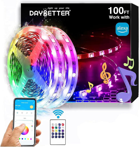 DAYBETTER RGB Led Light Strips Kit Compatible with Alexa and Google Assistant,