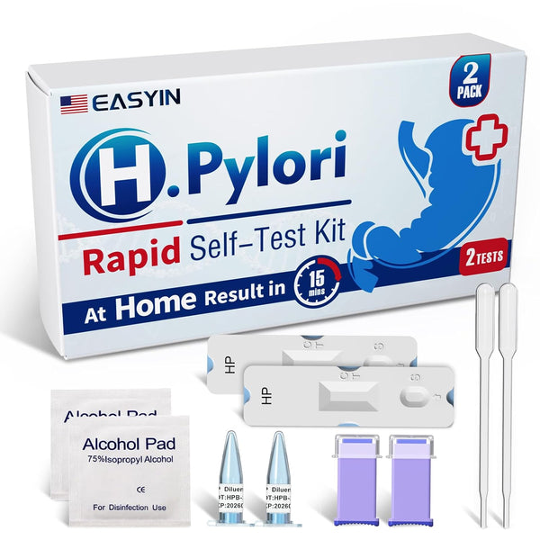 H Pylori Test Kit: 2 Pack for Home Testing, Results in 10-15 Minutes, Easy to Use