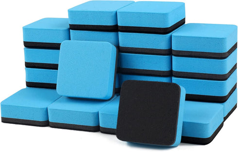 RNKP Mini Dry Erase Erasers, 24 Pack Magnetic Whiteboard Erasers for Kids and Classroom Supplies (2 x 2 Inch) Blue
