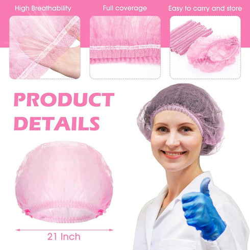 200 21 Inch Yahenda Pcs Disposable Bouffant Caps Bulk Hair Net Disposable Hair Cap Elastic Dust Hairnets Sleeping Head