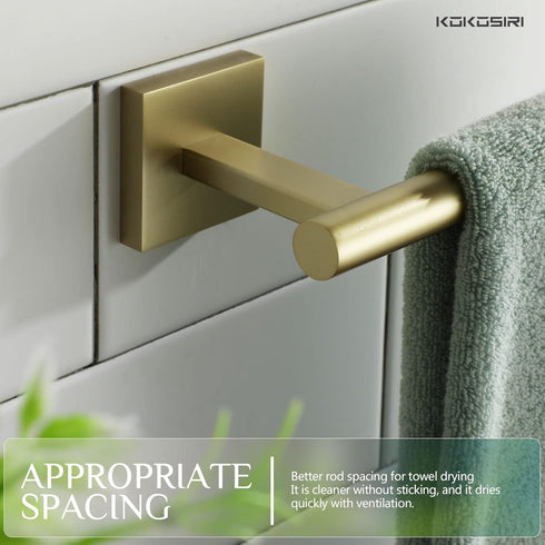 KOKOSIRI Bathroom Towel Bar, Gold Hand Towel Holder, Wall Mount Toilet Kitchen Cabinet Paper Holder, Stainless Steel,