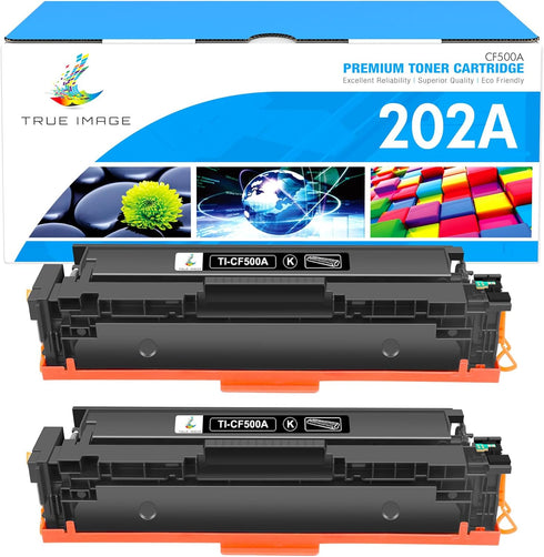 TRUE IMAGE Compatible Toner Cartridge Replacement for HP 202A CF500A 202X CF500X (2-Pack, Black) for Color Pro MFP