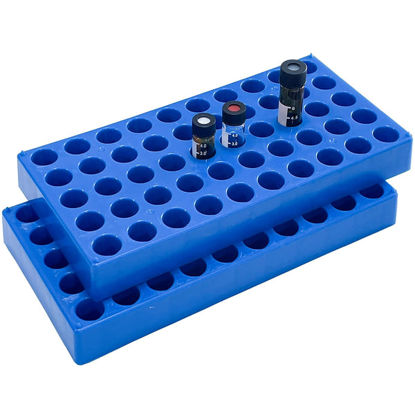 MUHWA Vial Racks for 4ml Vials - 50 Holes Sample Bottles Rack, F16mm, Pack of Two