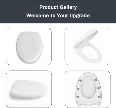 MinSha MinS709, 18.5" 18.1"19.3") Elongated V-Shape Toilet Seat Matte Finish, Fits (Approx. Toilets, Quiet-Close Lid