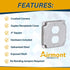 AP-12096, 4" Square Duplex Receptacle Electrical Box Cover, 1/2" Raised, Galvanized Steel, Crushed Corners