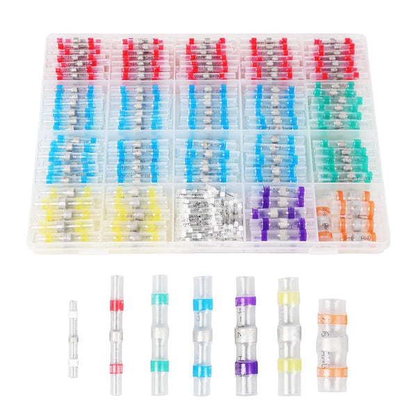 400PCS Solder Seal Wire Connectors, Heat Shrink Butt Connectors Waterproof Wire Electrical Connector Kit