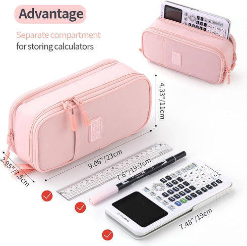 CICIMELON Large Pencil Case, Upgraded Big Storage Pen Pouch Bag for School Supplies, Pink
