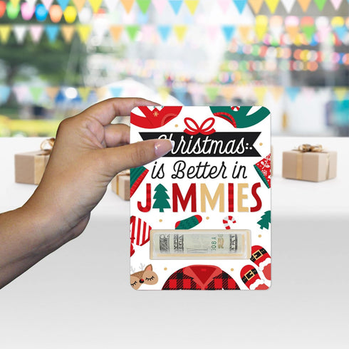 Set 6 Big Dot of Happiness Christmas Pajamas - DIY Assorted Holiday Plaid PJ Party Cash Holder Gift - Funny Money Cards