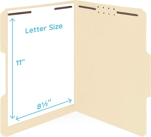 50 1/3 2 50 Pack Manila Fastener File Folders - Cut Reinforced Assorted Tab - Durable Prongs Designed to Organize
