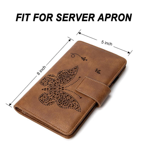 Cute Server Book for Waitress, Serving Book with Zipper Pocket and Magnetic Closure, Leather Waitstaff Organizer