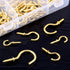 120Pcs Metal Screw-in Ceiling Hooks Kit, 6 Sizes, Gold Self-Tapping Cup Hooks for Home/Workplace/Office
