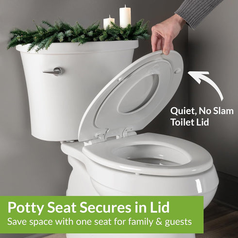 NextStep2 Mayfair Toilet Seat with Built-In Potty Training Seat, Slow-Close, Removable that will Never Loosen, Round