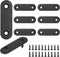 16Pcs Flat Bracket, Stainless Steel Straight Brace, Black Straight Corner Brace with Screws - 50 x 16 x 2mm