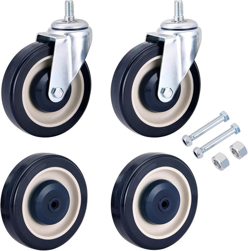 4 Pack 5" Shopping Cart Replacement Wheels Kit | 2 Stemless Casters