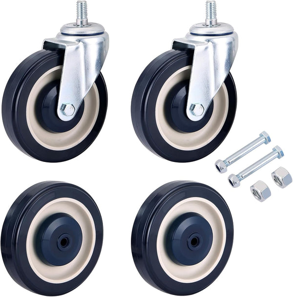 4 Pack 5" Shopping Cart Replacement Wheels Kit | 2 Stemless Casters