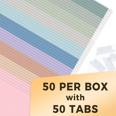 SUNEE Hanging File Folders - 50 Pack Letter Size Hanging File Folders with 1/5-Cut Tabs, Stay Organized for Home and