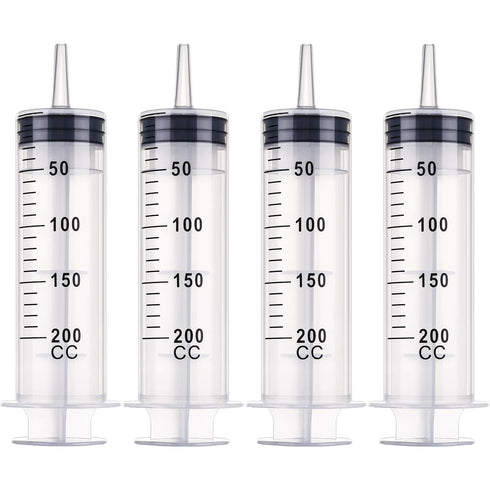 Frienda Large Plastic Syringe Tools, 4 Pack Measuring Dispensing Syringe (200 ml) for Multiple Uses