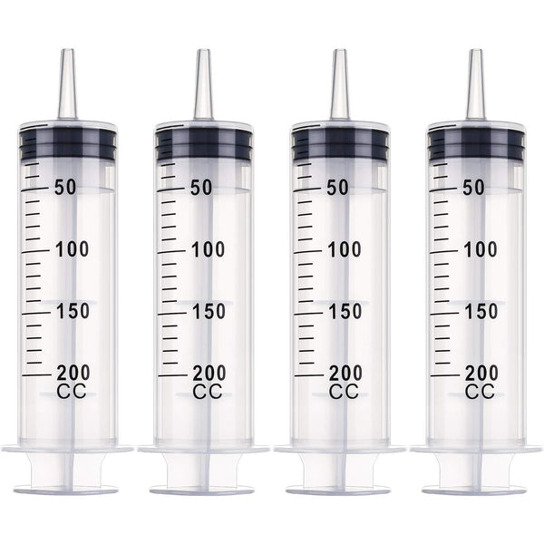 Frienda Large Plastic Syringe Tools, 4 Pack Measuring Dispensing Syringe (200 ml) for Multiple Uses