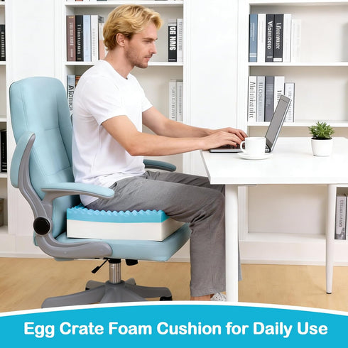 CRAURU 18"x16"x5" Recliner(2 Egg Foam Crate Pad with High-Density Base for Long Sitting, Double Layer Design Disperse
