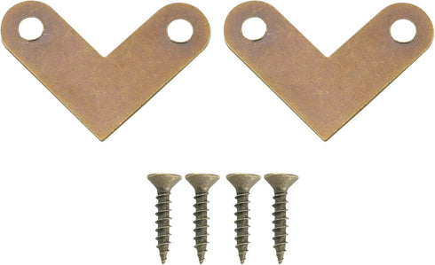 HJ Garden 4pcs L-Shaped Copper Corner Code Brass Flat Corner Bracket Joint Flat Corner Brace Plate Support Drawer Fixed