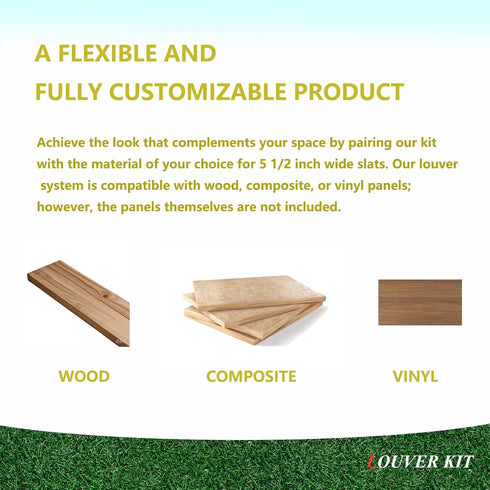 Explranltec 11 (48'') Louver Bracket Kit, Deck Sunblind System, Shutters Hardware System for Windows Garden, Complete