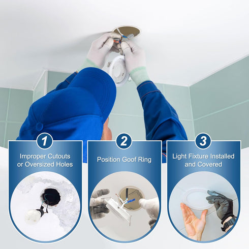 1-Pack 3 Inch 3.2" 3.9" M METERXITY Goof Rings for Recessed Lights, ID OD Durable Steel Trim Ring Flush Mount White Can