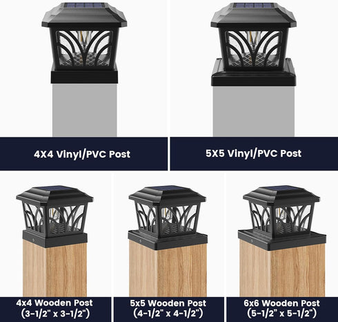 2 4x4 5x5 6x6 2 Pack SIEDiNLAR Solar Post Cap Lights Outdoor, Aluminum Glass Modes Fence Post Caps for Vinyl Wooden