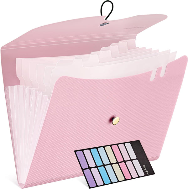 JARLINK 7 Pockets Expanding File Folder, A4 Size Accordion Document Organizer, Portable Cute Paper Organizer, Macaron