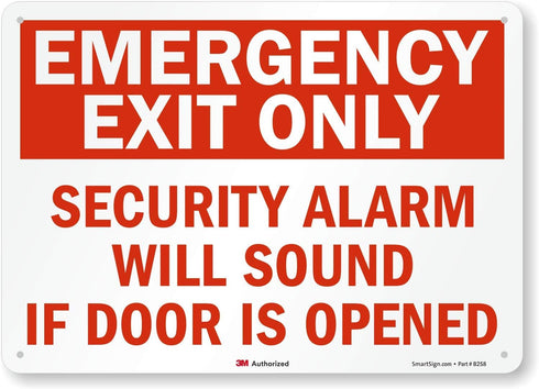 SmartSign "Emergency Exit Only - Security Alarm Will Sound" Sign, 10" x 14" Reflective Aluminum