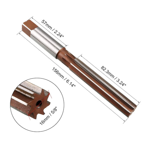 uxcell Hand Reamer 5/8" High Speed Steel H7 8 Straight Flutes Hand Milling Cutter Tool