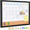 Monthly Whiteboard Calendar with Cork Board for Wall, 17"x13", Magnetic Dry Erase Board with Black Wood Frame