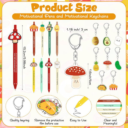 Landical 48 Sets Employee Appreciation Gifts Bulk, Positive Pen Inspirational Keychain with Motivational Card, Thank
