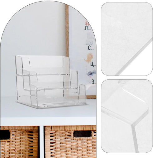 SEWACC Business Card Holder, Acrylic 3 Tier Organizer Box for Cards, Desk Organizers