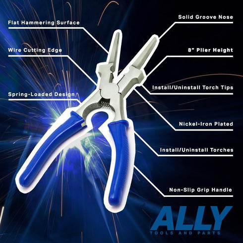 ALLY Tools Professional Multi-Functional 8" Anti-Rust MIG Welding Pliers, Reliable and Durable