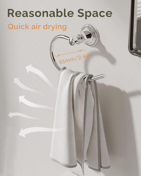 2 Pack, Towel Ring Stainless Steel Hand Towel Holder for Bathroom Wall Mount, Heavy Duty Towel Hanger for Kitchen