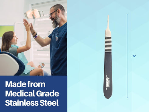 3 Pack Scalpel Handle B.P #3 Stainless Steel with Ruler for Precise Cutting, Compatible with Blades #6 to #16