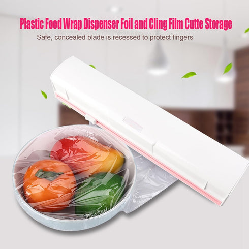 Cling Film Cutter, Professional Refillable Food Wrap Dispenser with Slide Cutter