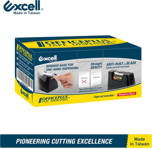 Excell 3 Pack Desk Tape Dispenser (1" core) with Non-Skid Base, Design for Home, Office, Gift Store, Wrapping