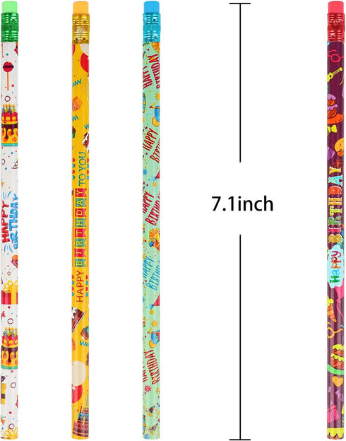 Kolewo4ever 200 pieces Happy Birthday Pencils, Colorful Printed with Top Erasers for Classroom Gifts