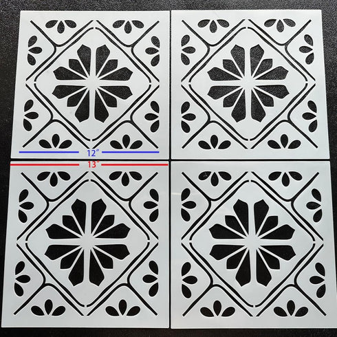 HELLATHUND 4Pcs Reusable Tile Stencils 12x12, Large Concrete Stencils for Painting Floors and Walls