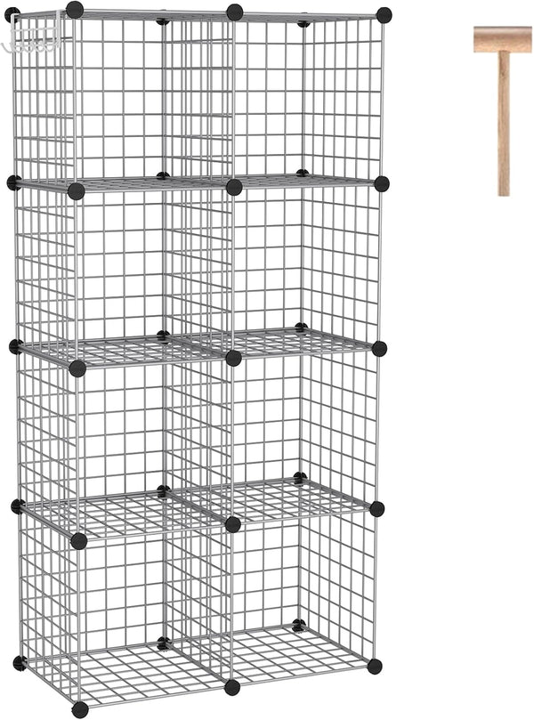 C&AHOME Wire Cube Storage, 8-Cube Organizer Metal Grids, Modular Shelves Units for Home, Office, Living Room