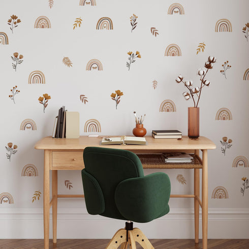 Set 96 (12 YouRfocus Boho Rainbow Floral Wall Decals for Nursery & Kids Room of Removable Peel and Stick Wall Stickers