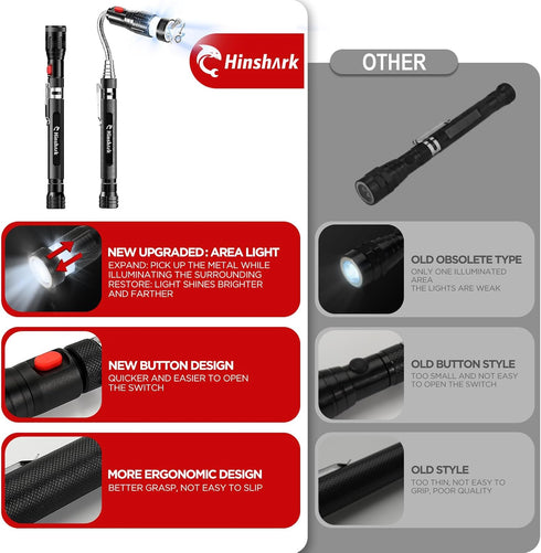 Hinshark Gifts for Men, Extendable Telescoping Magnetic Pickup Tools, Anniversary Birthday Gift for Men Dad Husband
