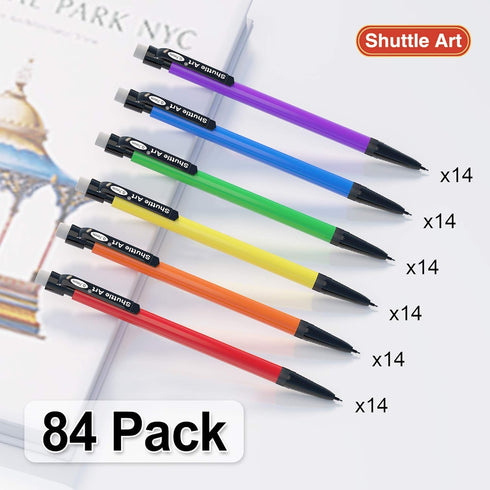 Shuttle Art Mechanical Pencils, 84 Pack Bulk Mechanical Pencils 0.7mm Medium Point, HB #2 Lead, Assorted Barrels, Office School Supplies by Shuttle Art