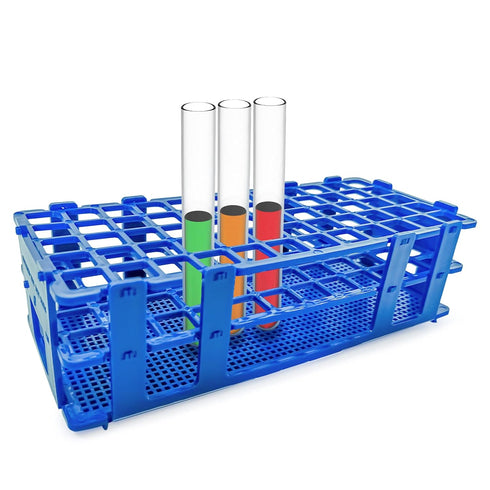 3 Packs Plastic Test Tube Rack, 60 Holes Holder for 16mm Tubes, Blue, Detachable
