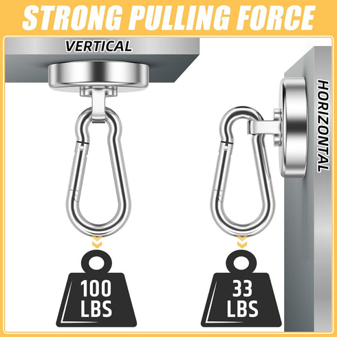FINDMAG 100LBS Strong Magnetic Hooks, Neodymium Magnet Hooks for Hanging, Heavy Duty, 4 Pack