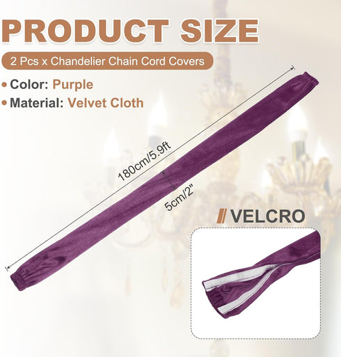 5.9ft 2 PATIKIL Chandelier Chain Cord Cover, Pcs Velvet Cloth Fabric Chain Sleeve Decorative Cord Covers for Chandelier